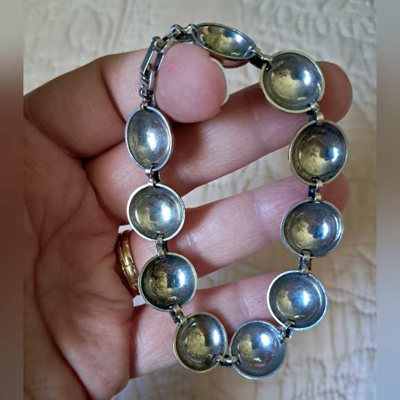 Vintage 14kt over Sterling Silver Symmetalic Half Sphere Bubble Bracelet - Picture 11 of 13